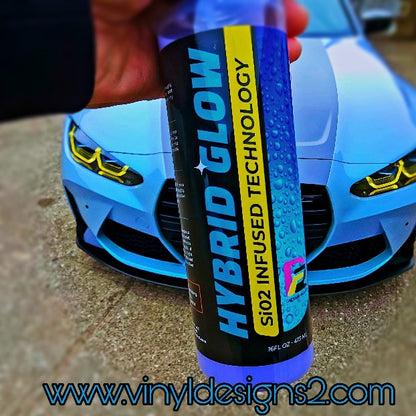 NEW and Improved Formula with Rain Guard -Hybrid Glow Detail Spray Infused with SI02 Technology 16oz bottle Made for all Refinishes , PPF, and Vinyl Wraps ****New Improved formula with Rain Guard perfect for Windshields ****